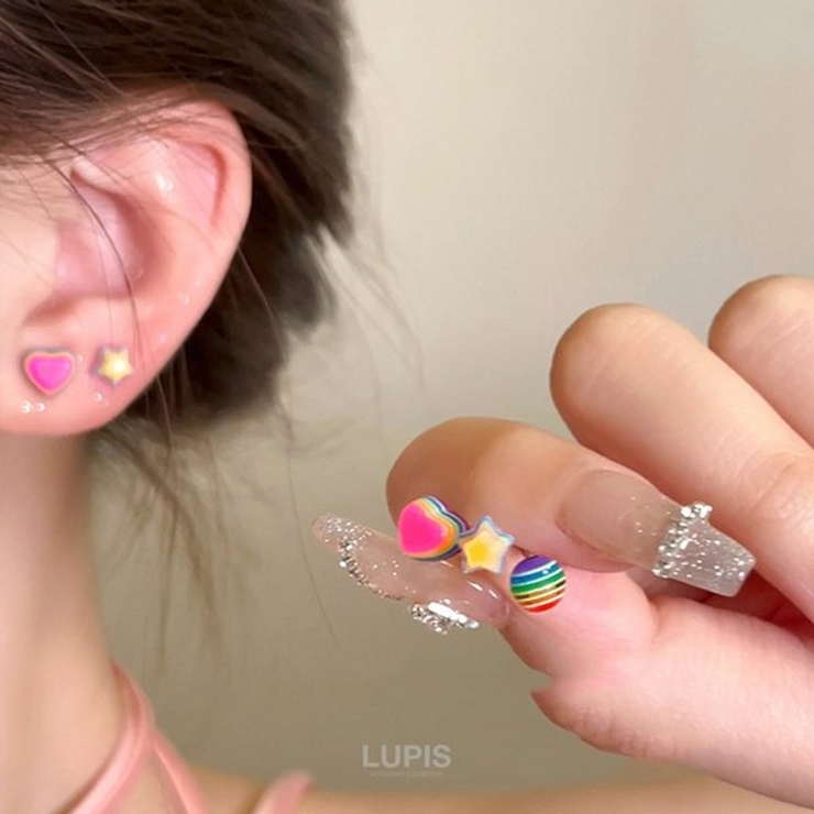 【S925ポスト】スター×ハートレインボーピアス | LUPIS | 詳細画像5 