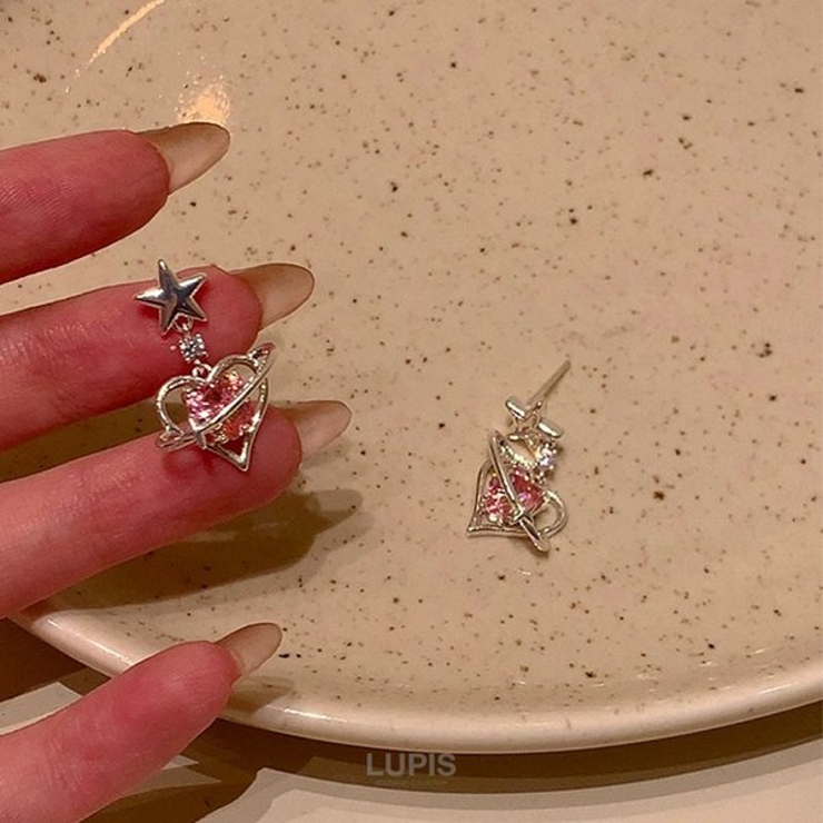 【S925ポスト】ハートプラネットピアス | LUPIS | 詳細画像2 