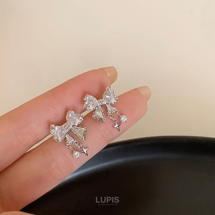 【S925ポスト】シャイニングリボンピアス | LUPIS | 詳細画像3 