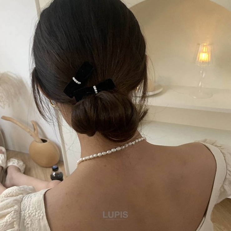 ≪1個入り≫ベロア調リボンヘアクリップ | LUPIS | 詳細画像2 