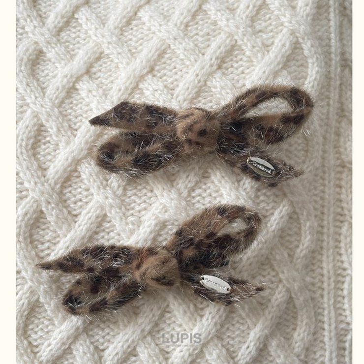 ≪1個入り≫レオパード柄シャギーリボンヘアクリップ | LUPIS | 詳細画像2 