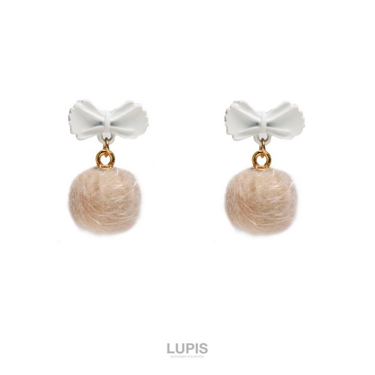 【S925ポスト】マットリボン×ファーボールピアス | LUPIS | 詳細画像5 