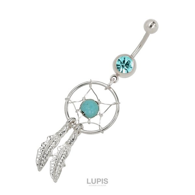 ブルー | 【14G】サークル&リーフジュエルバナナバーベルボディピアス へそピアス 【サー… | LUPIS