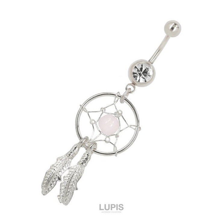 ホワイト | 【14G】サークル&リーフジュエルバナナバーベルボディピアス へそピアス 【サー… | LUPIS