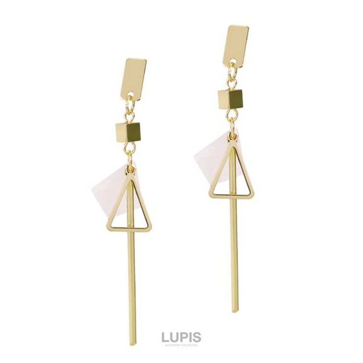 ホワイト | シェルプレートトライアングルバーピアス | LUPIS