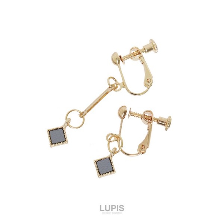 スクエアレザーアシンメトリーイヤリング【ノンホール 小ぶり 小さめ | LUPIS | 詳細画像2 