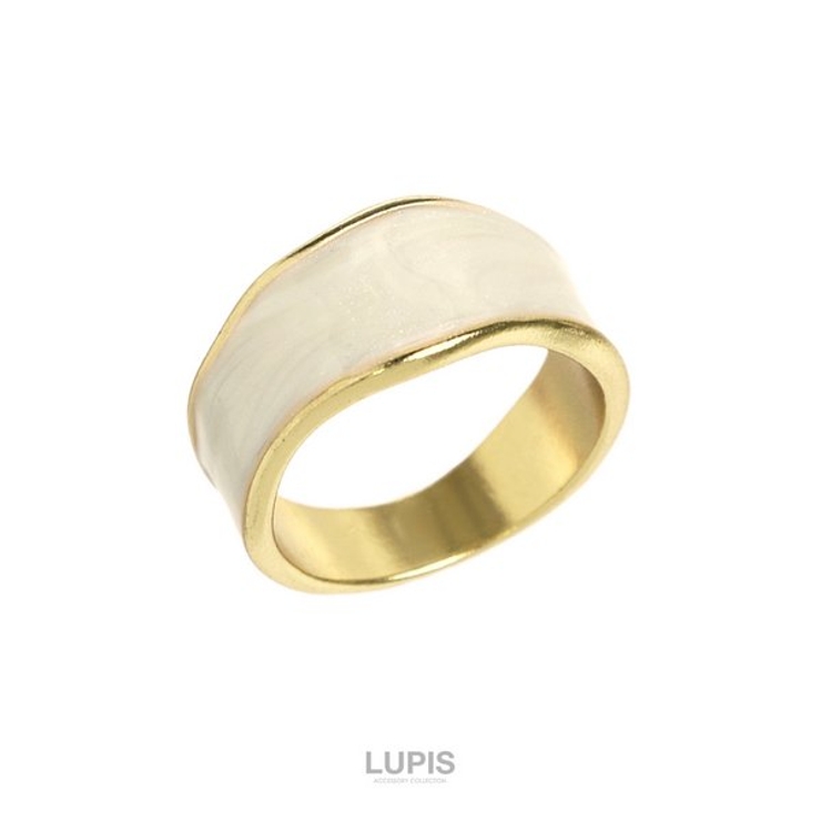 ホワイト | 変形ラインマーブルリング【指輪】 | LUPIS