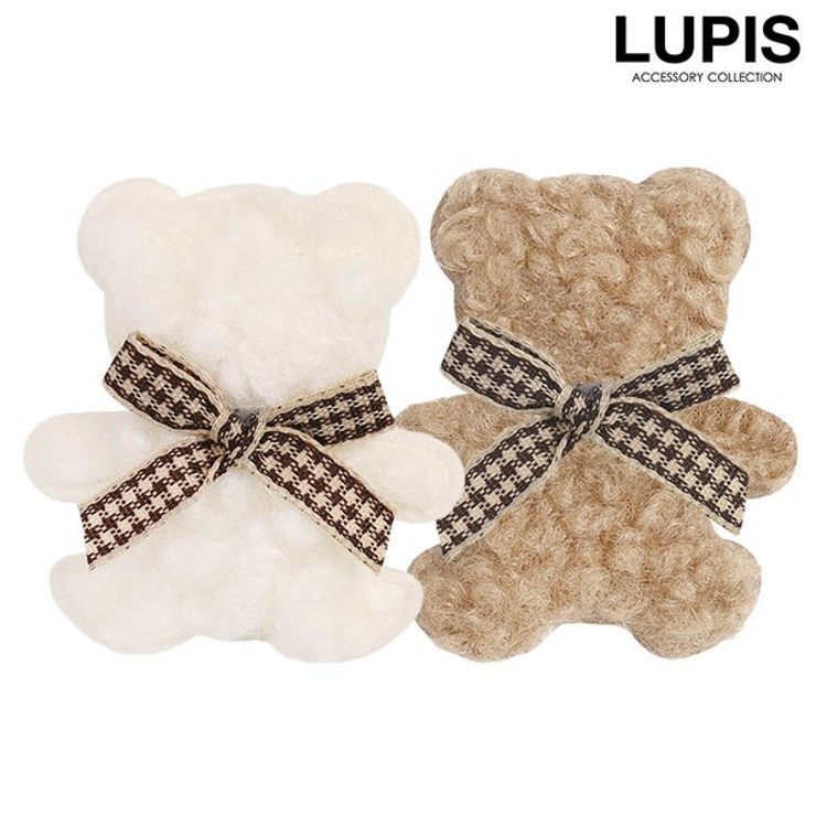 モコモコくまヘアクリップ【ヘアアクセサリー ヘアクリップ くま | LUPIS | 詳細画像1 