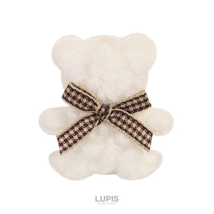 アイボリー | モコモコくまヘアクリップ【ヘアアクセサリー ヘアクリップ くま | LUPIS