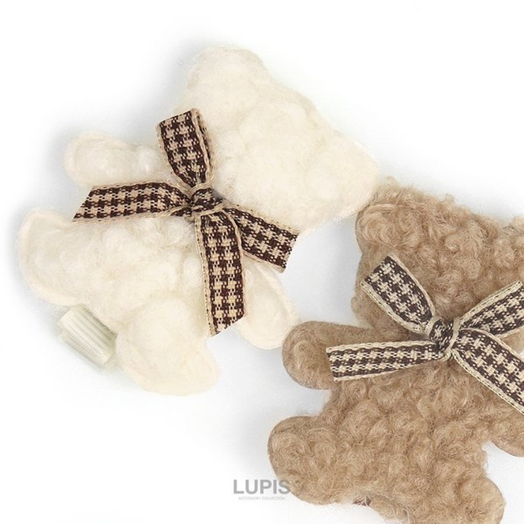 モコモコくまヘアクリップ【ヘアアクセサリー ヘアクリップ くま | LUPIS | 詳細画像4 