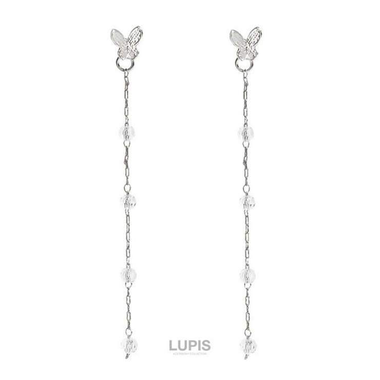バタフライ×ビーズチェーンバックキャッチピアス 【シルバー925ポスト S925… | LUPIS | 詳細画像3 