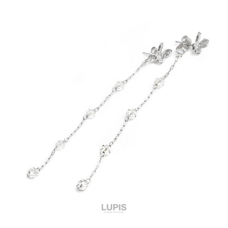 バタフライ×ビーズチェーンバックキャッチピアス 【シルバー925ポスト S925… | LUPIS | 詳細画像5 