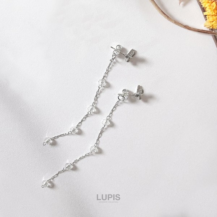 バタフライ×ビーズチェーンバックキャッチピアス 【シルバー925ポスト S925… | LUPIS | 詳細画像6 