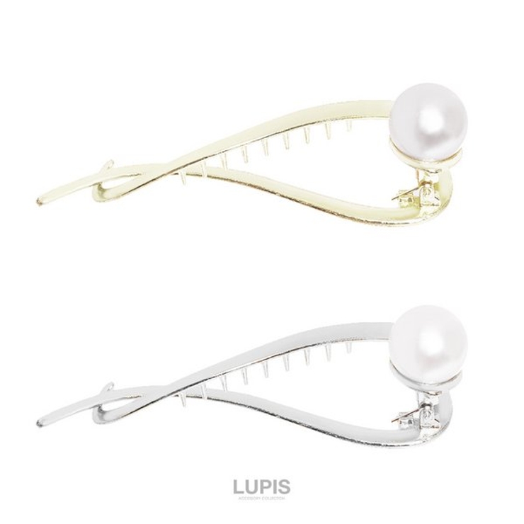 一粒パール×ウェーブラインメタルバナナクリップ【ヘアアクセサリー】 | LUPIS | 詳細画像2 