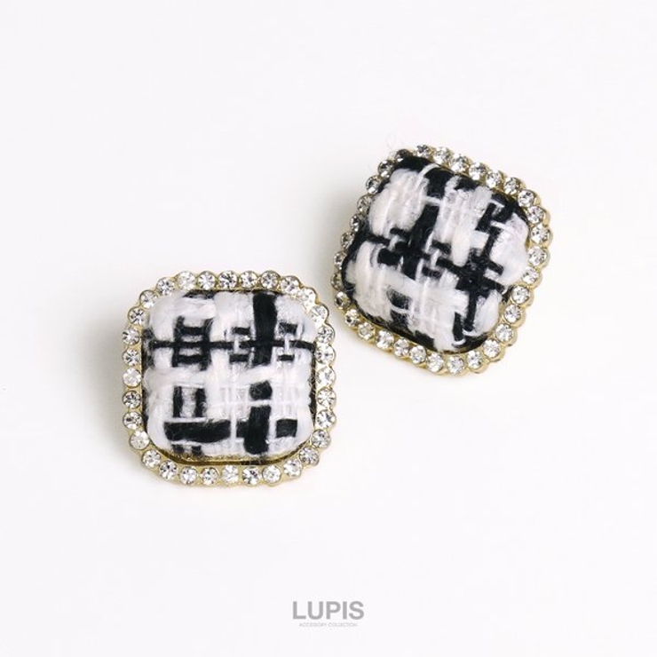 ツイードスクエアボタンピアス【S925ポスト】 | LUPIS | 詳細画像2 