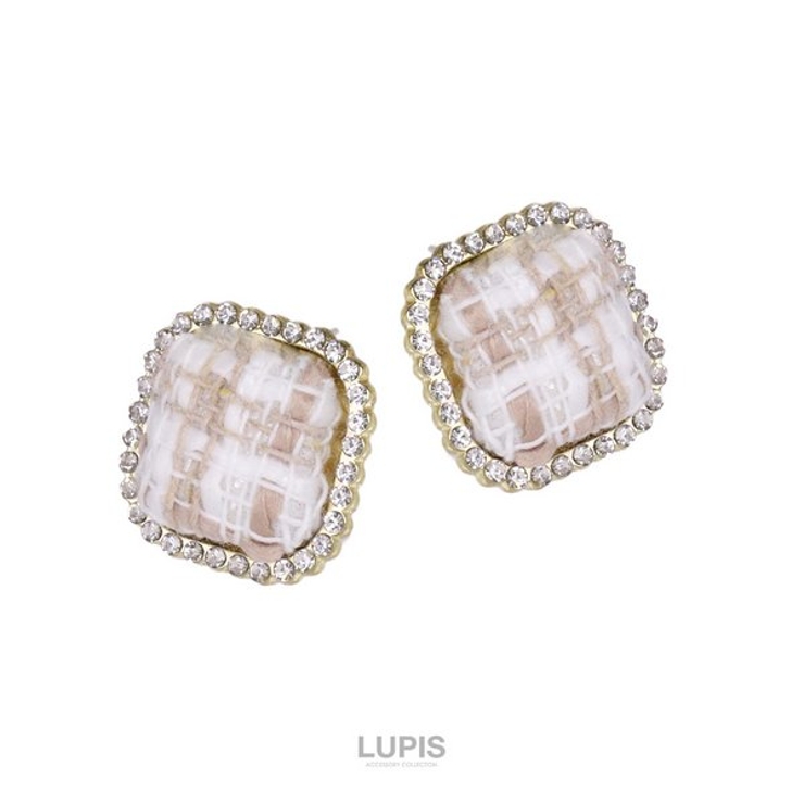 ツイードスクエアボタンピアス【S925ポスト】 | LUPIS | 詳細画像3 