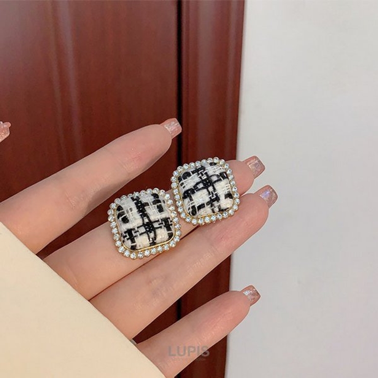 ツイードスクエアボタンピアス【S925ポスト】 | LUPIS | 詳細画像6 