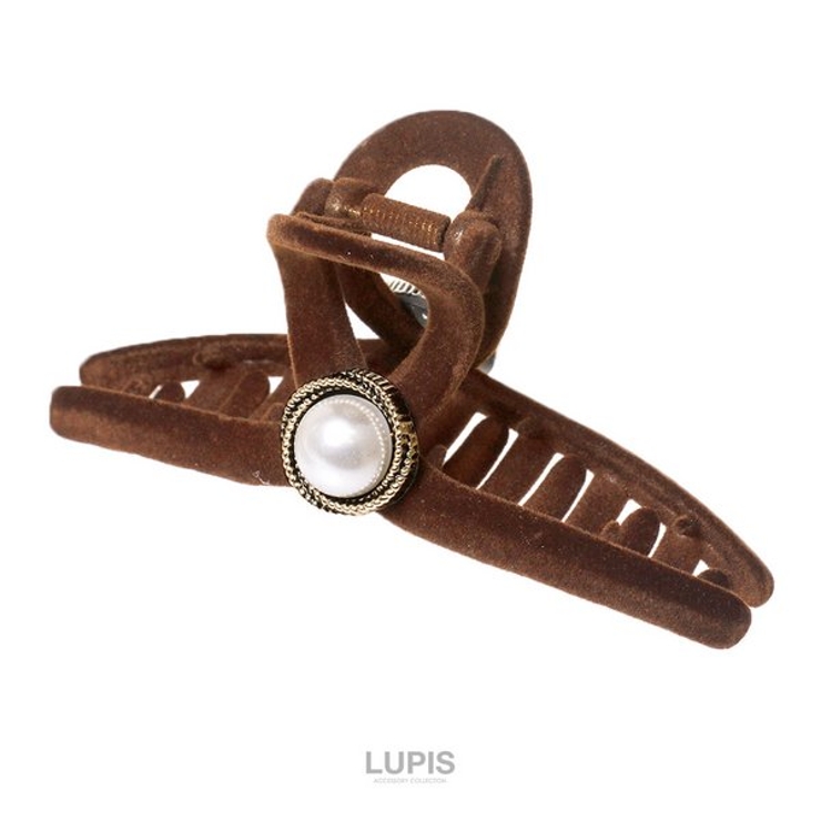ブラウン | ベロア風バンスクリップ【ヘアアクセサリー】 | LUPIS