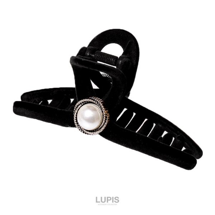 ブラック | ベロア風バンスクリップ【ヘアアクセサリー】 | LUPIS