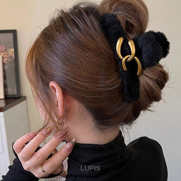 アンティーク調メタルチェーン×ファーバンスクリップ【ヘアアクセサリー】 | LUPIS | 詳細画像3 