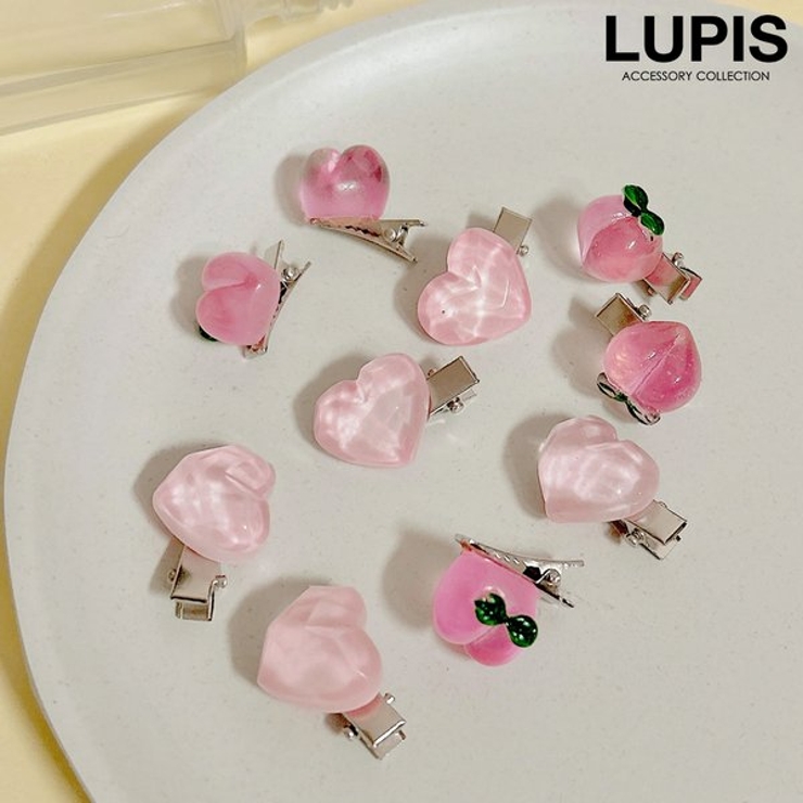 ≪1個入≫ハート×ピーチミニヘアクリップ | LUPIS | 詳細画像1 