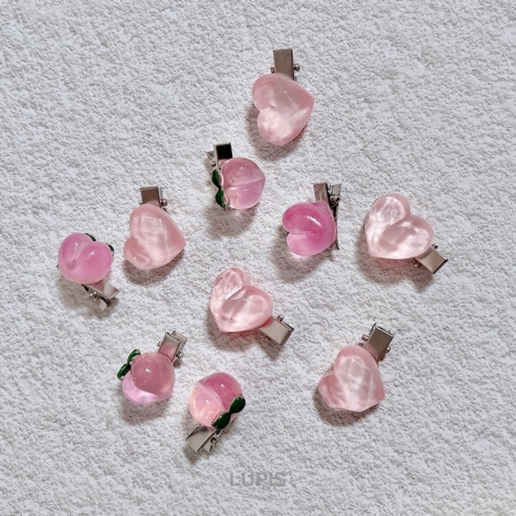 ≪1個入≫ハート×ピーチミニヘアクリップ | LUPIS | 詳細画像2 