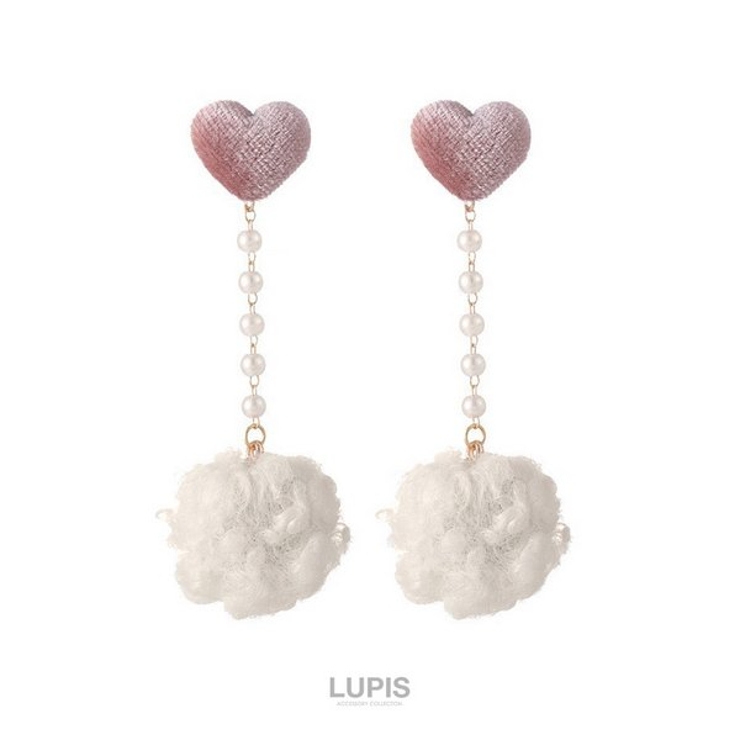 ハート×ポンポンパールチェーンイヤリング | LUPIS | 詳細画像4 