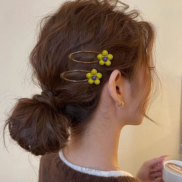 ≪1個入り≫レトロガーリーフラワーぱっちんヘアピン | LUPIS | 詳細画像2 