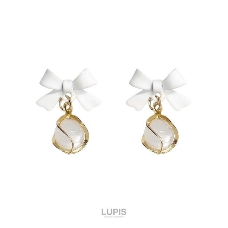 【S925ポスト】リボン×ドロップストーンピアス | LUPIS | 詳細画像6 