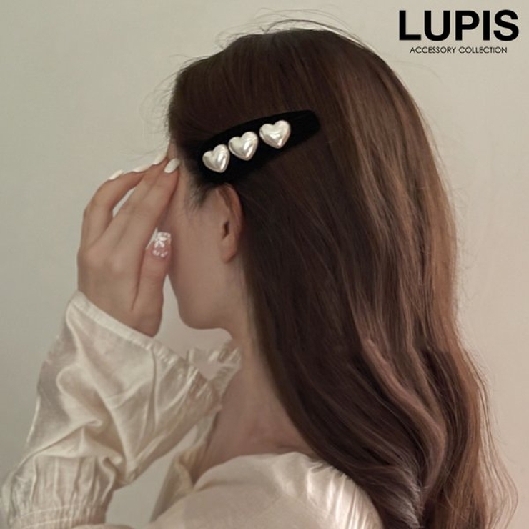 3連ハートベロア調ぱっちんヘアピン | LUPIS | 詳細画像1 