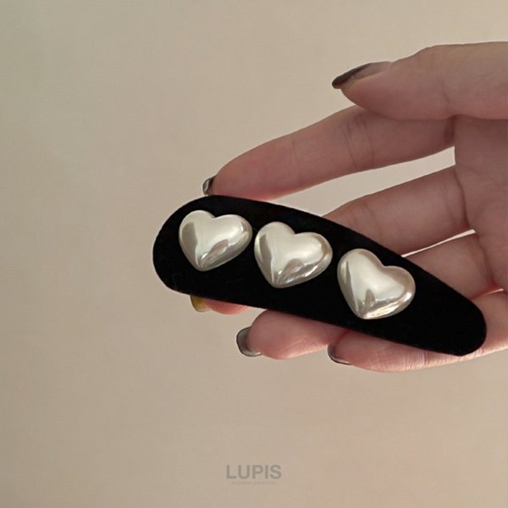 3連ハートベロア調ぱっちんヘアピン | LUPIS | 詳細画像3 