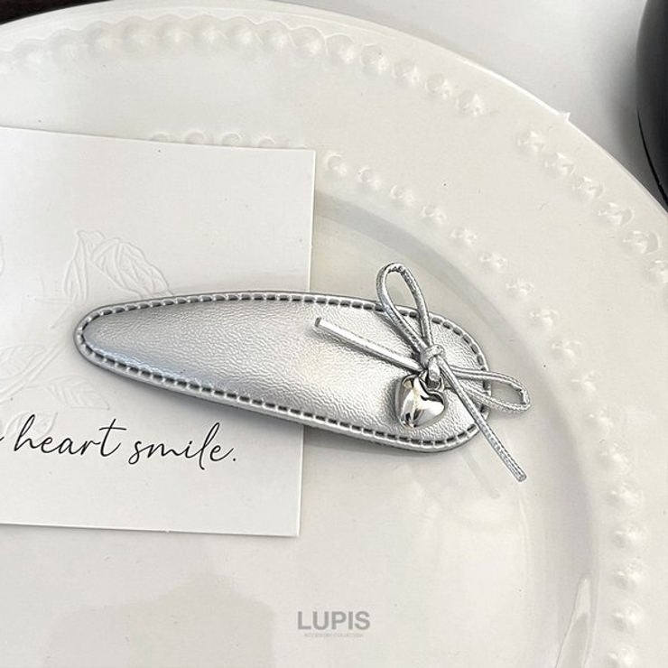 リボン×ハートメタリックぱっちんヘアピン | LUPIS | 詳細画像2 