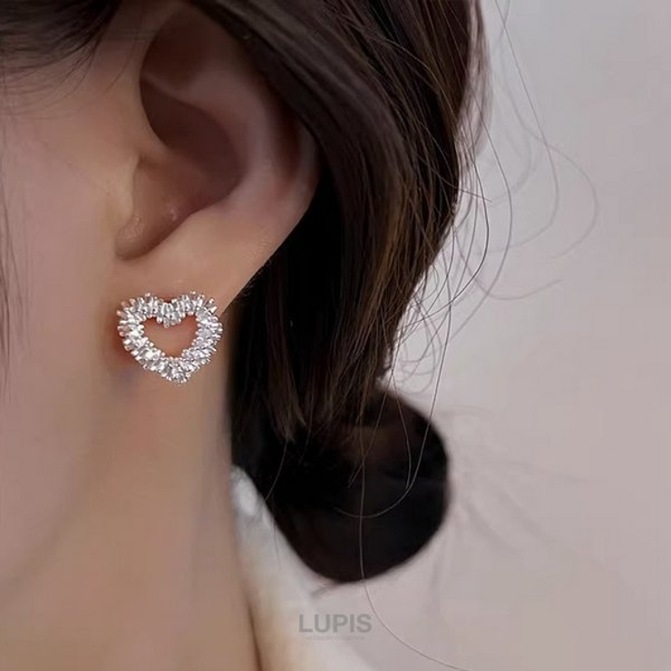 【S925ポスト】ゴージャスメタルハートピアス | LUPIS | 詳細画像2 