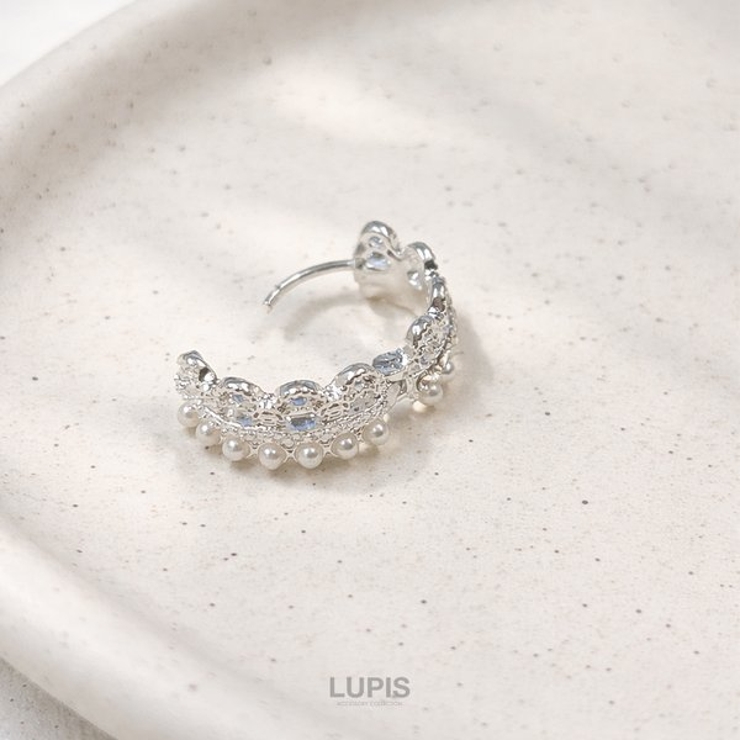 ≪1個入/片耳用≫ラグジュアリーレースフープピアス | LUPIS | 詳細画像3 