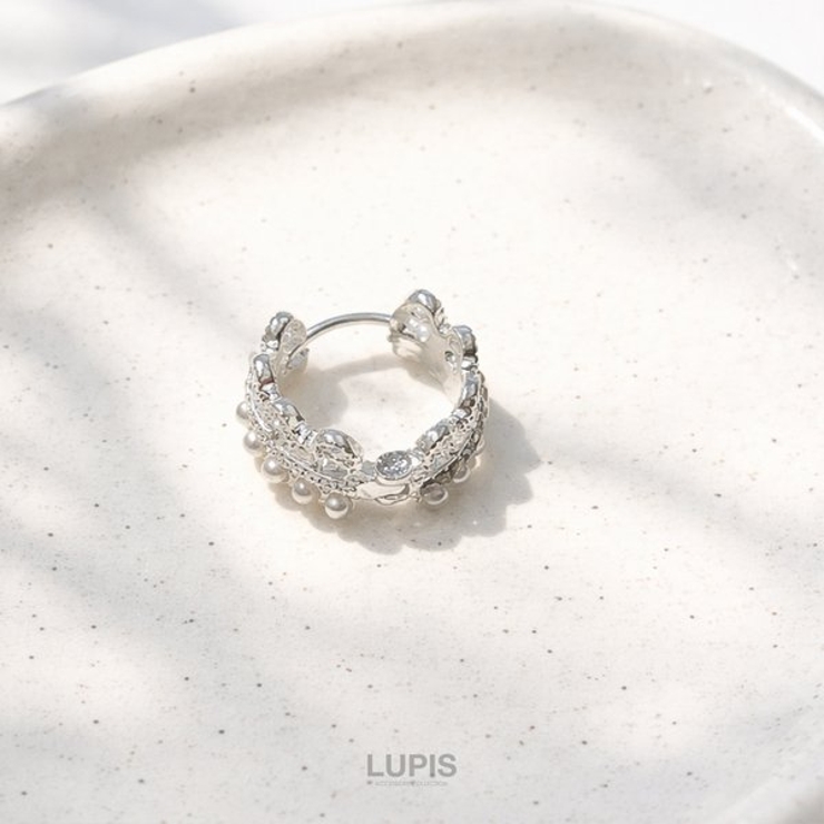 ≪1個入/片耳用≫ラグジュアリーレースフープピアス | LUPIS | 詳細画像4 