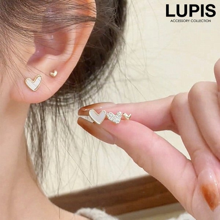 【3ペアセット】ニュアンスハートピアスセット | LUPIS | 詳細画像1 