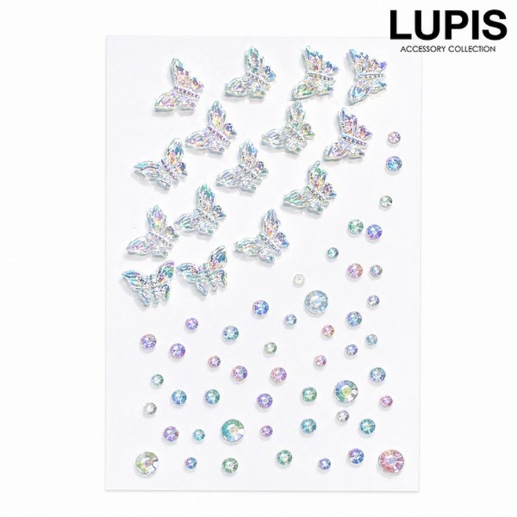 【かたいシール】バタフライ×ラインストーンオーロラフェイスシール | LUPIS | 詳細画像1 