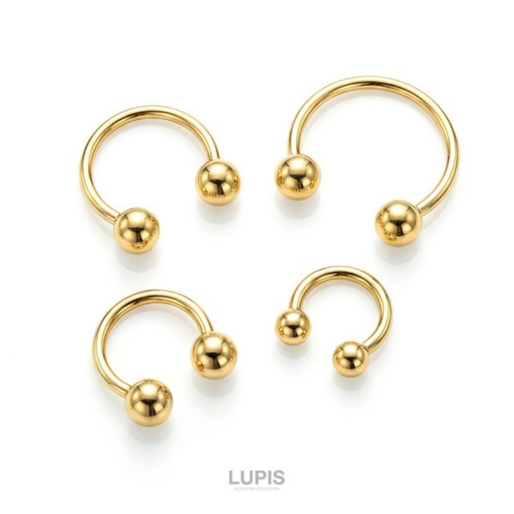 【14G】ゴールドシンプルサーキュラーバーベルボディピアス | LUPIS | 詳細画像2 