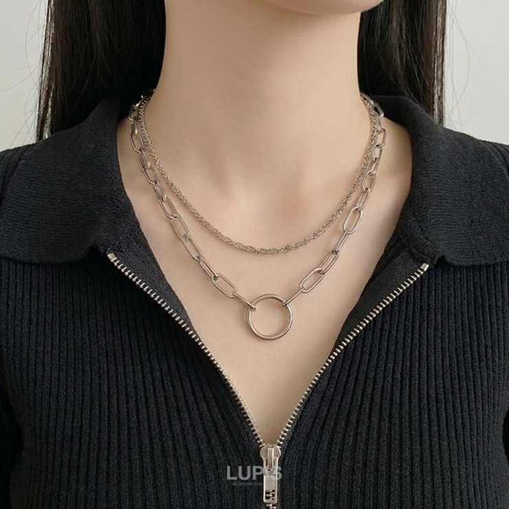 サークルリング2連メタルチェーンネックレス | LUPIS | 詳細画像5 