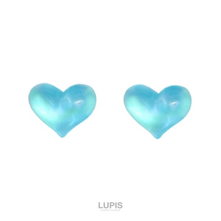 ブルー | クリアカラープチハートピアス【小さめ S925ポスト】 | LUPIS
