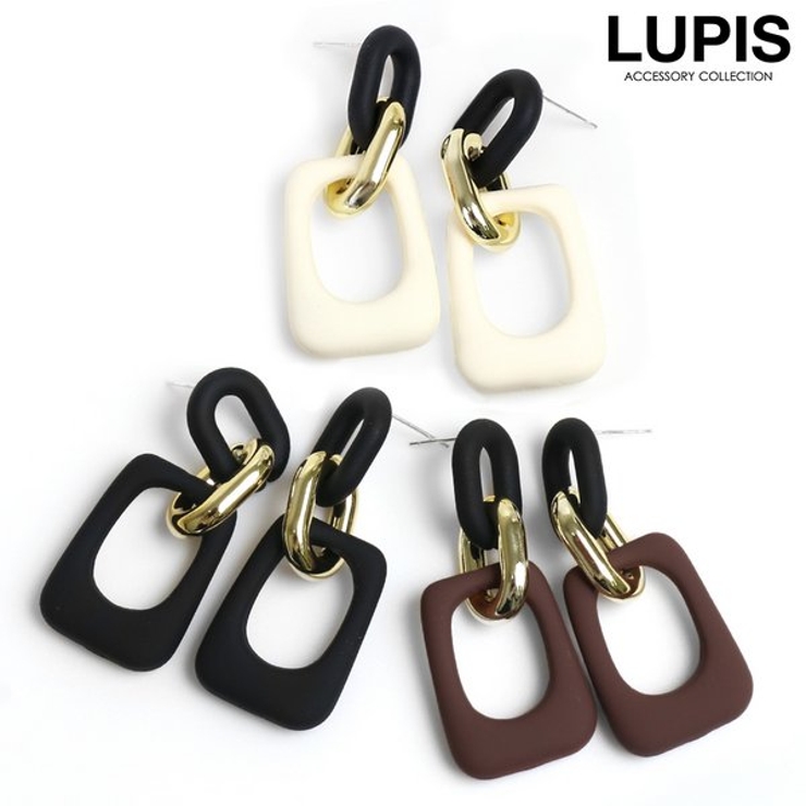 【S925ポスト】マット×メタルBIGチェーンピアス | LUPIS | 詳細画像1 