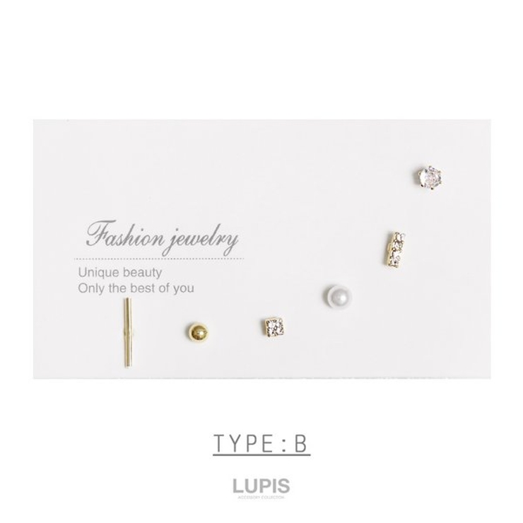 B | 【極小 片耳用 セットピアス】ワンポイントピアスセット | LUPIS