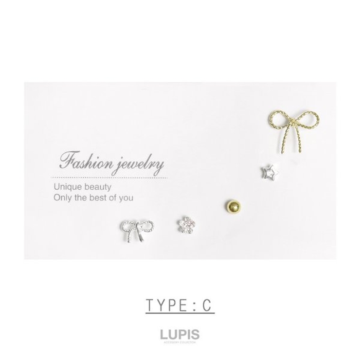 C | 【極小 片耳用 セットピアス】ワンポイントピアスセット | LUPIS