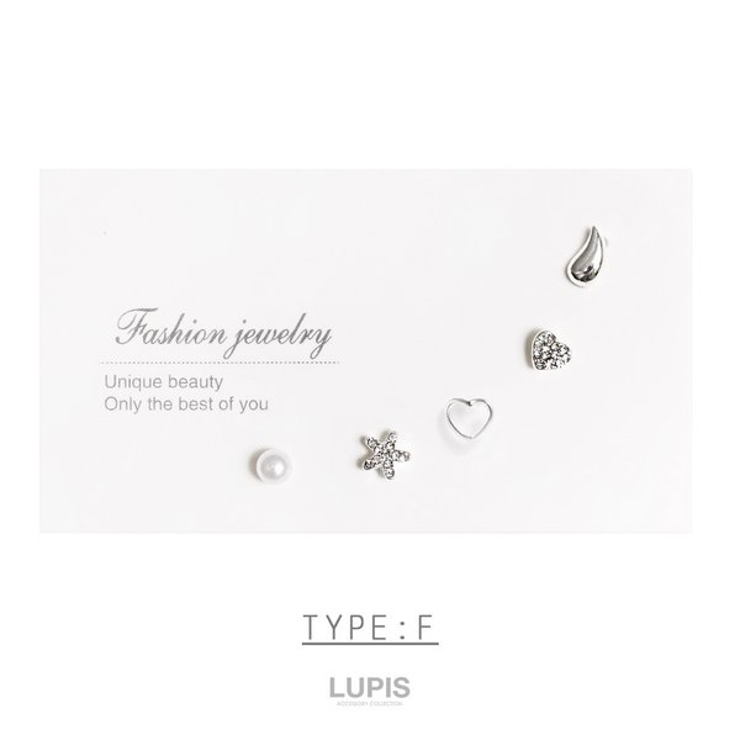 F | 【極小 片耳用 セットピアス】ワンポイントピアスセット | LUPIS