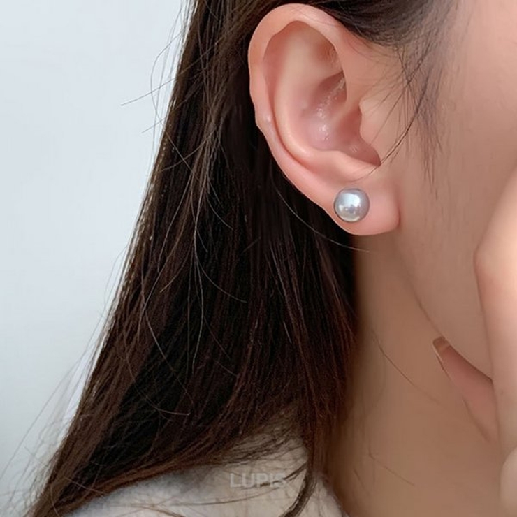 【S925ポスト】グレーパール×リボンバックキャッチピアス | LUPIS | 詳細画像6 