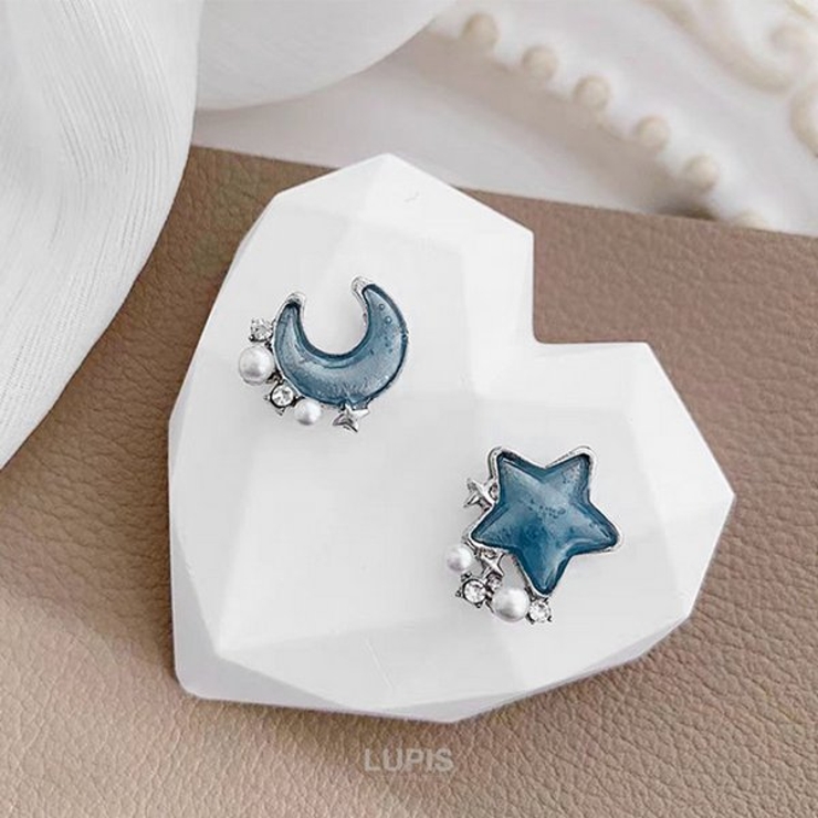 【S925ポスト】ブルームーン×スターピアス | LUPIS | 詳細画像3 