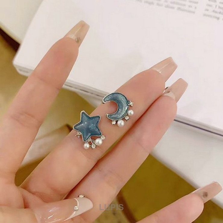 【S925ポスト】ブルームーン×スターピアス | LUPIS | 詳細画像4 
