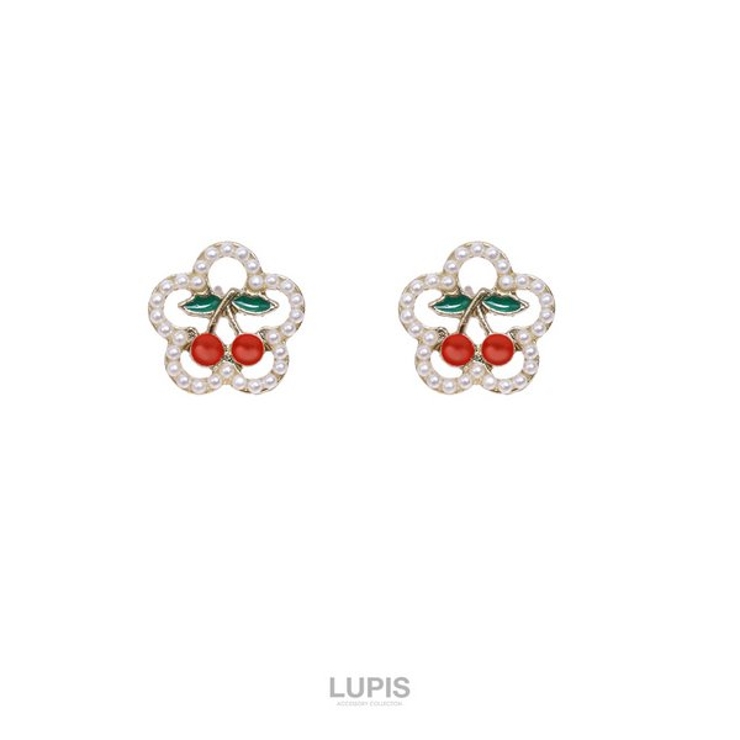 【S925ポスト】チェリー×パールフラワーピアス | LUPIS | 詳細画像6 