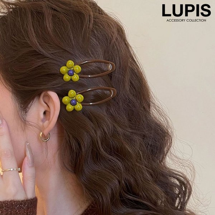 ≪1個入り≫レトロガーリーフラワーぱっちんヘアピン | LUPIS | 詳細画像1 