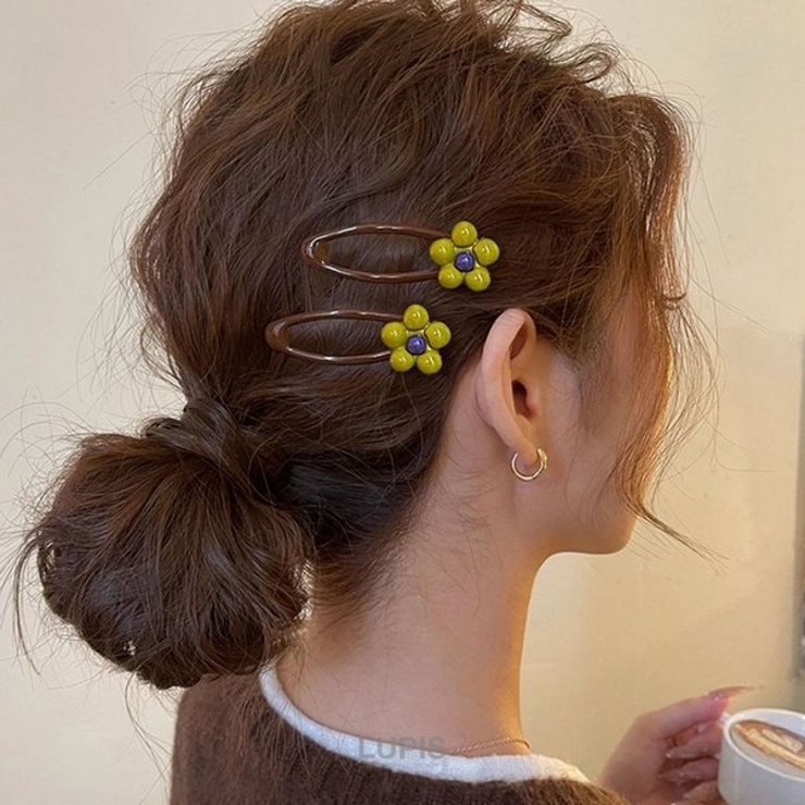 ≪1個入り≫レトロガーリーフラワーぱっちんヘアピン | LUPIS | 詳細画像2 